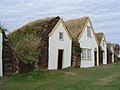 Hus med torvtak i Glaumbær på Island.