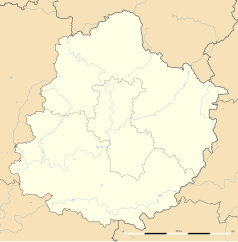 Mapa konturowa Sarthe, blisko górnej krawiędzi znajduje się punkt z opisem „Les Aulneaux”