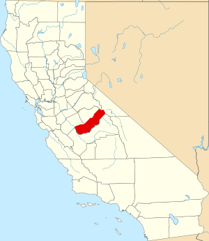 Map of California highlighting Madera County