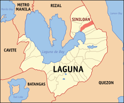 Map of Laguna with Siniloan highlighted
