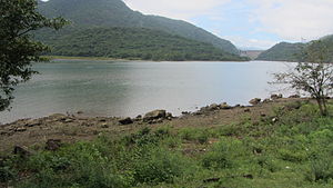 The Rantembe Reservoir, with the Randenigala Dam in the background