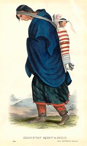 Ojibwe woman and child, from History of the Indian Tribes of North America