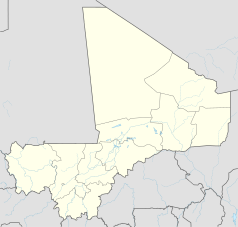 Mapa konturowa Mali, na dole po lewej znajduje się punkt z opisem „miejsce zdarzenia”