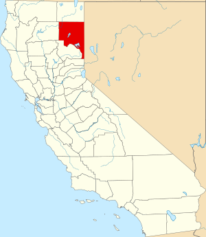 Map of California highlighting Lassen County