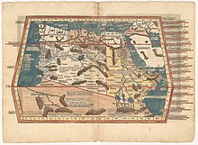 מפת אפריקה כפי שהייתה מוכרת לאירופאים במאה ה-15, שמתבססת על מפת אפריקה הרביעית של תלמי. מתוך אוסף המפות ע"ש ערן לאור, הספרייה הלאומית
