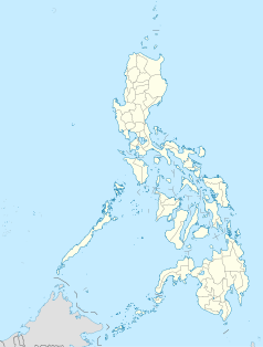 Mapa konturowa Filipin, u góry znajduje się punkt z opisem „Alaminos”