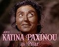 Katina Paxinou palkittiin parhaan naissivuosan palkinnolla elokuvasta Kenelle kellot soivat.