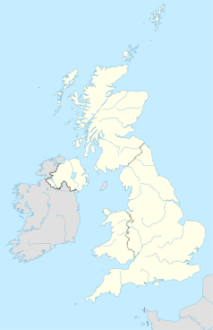 Mapa konturowa Wielkiej Brytanii, na dole po prawej znajduje się punkt z opisem „University of the Arts London”