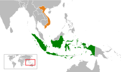 Map indicating locations of Indonesia and Vietnam