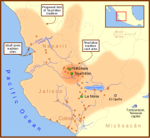 Map showing the extent of the Teuchitlán culture