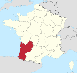 Аквитани мужийн байршил Францын газрын зурагт