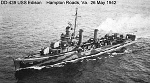 USS Edison (DD-439) on 26 May 1942.