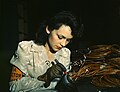 Image 45During World War II, a female aircraft worker checks electrical assemblies at the Vega Aircraft Corporation in Burbank, California.