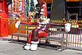 A sculptured clown inviting visitors to one of the attractions