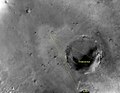 Annotated image showing the position of Opportunity on March 7, 2009, and names for the craters Iazu, Endeavour, and Victoria.