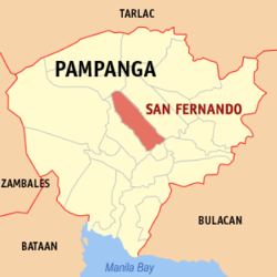 Map of Pampanga with San Fernando highlighted
