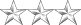 Three white metal stars in a horizontal row