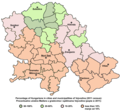 Percentual participation of Hungarians in Vojvodina according to the 2011 census (municipality data)