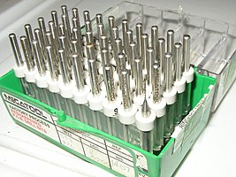 A box of #76 (0.02 in or 0.51 mm) PCB drill bits.