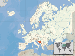 Location of ಬೊಸ್ನಿಯ ಮತ್ತು ಹೆರ್ಜೆಗೊವಿನ (orange) in Europe (white)  –  [Legend]