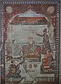 Fresco of Guru Nanak, Sri Chand, Bhai Mardana, Bhai Bala, and possibly Lakhmi Das from a Punjabi haveli, circa 1850's