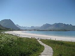 View of a beach in Flakstad