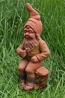 Traditional German garden dwarf. Probably manufactured in the first half of the 20th century in Gräfenrode, Thuringia, Germany.