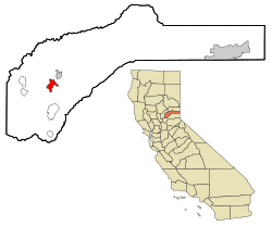 ネバダ郡内の位置の位置図