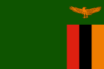 Zambias flagga före 1996, med en mörkare grön nyans.