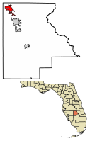 Location of Avon Park in Highlands County, Florida.