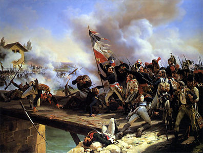 拿破仑在阿尔科莱战役（英语：Battle of Arcole）期间领导士兵过桥 (1796年11月15日至17日)
