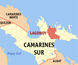 Map of Camarines Sur with Lagonoy highlighted