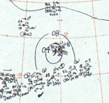 Contour map showing isobars near the typhoon