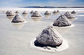 Piles of salt at the Salar