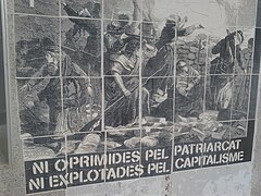 Wallpaper against patriarchy and capitalism in UPF Ciutadella campus.jpg