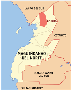 Map of Maguindanao del Norte with Barira highlighted
