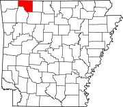 Map of Arkansas highlighting Carroll County
