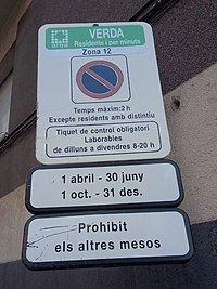 Alternate-parking sign Barcelona right side