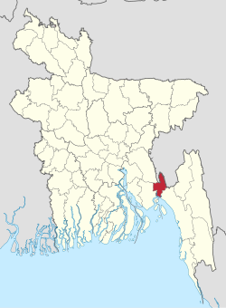 Location of Feni District within Bangladesh