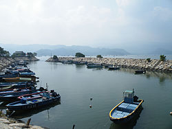 Pier of Sha Tau Kok and Starling Inlet with Tin Hau Temple on the left