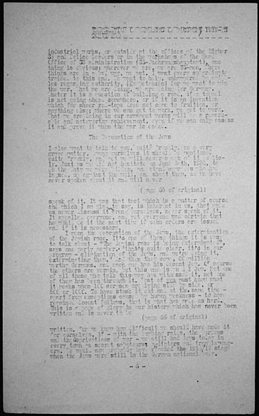 File:Translation of a Speech Exerpt in which Himmler Defines "Evacuation" of the Jews as "Extermination," Official... - NARA - 305266.jpg