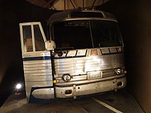 L'un des bus Greyhound utilisés lors des Freedom Rides (voyages de la liberté) de 1961 et attaqués par des manifestants blancs en Alabama.