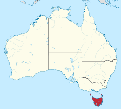 Map o Australie wi Tasmanie hielichtit