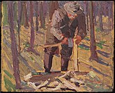 Man with Axe (Lowery Dickson) Splitting Wood, Fall 1915. Sketch. Art Gallery of Ontario, Toronto