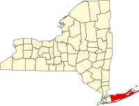 Map of Njujork highlighting Suffolk County
