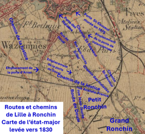 Chemins de Lille à Ronchin vers 1830