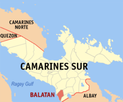 Map of Camarines Sur with Balatan highlighted