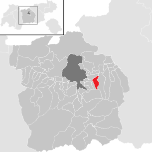 Lage der Gemeinde Rinn im Bezirk Innsbruck-Land (anklickbare Karte)