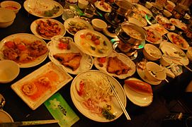 Foods at a restaurant in Pyongyang