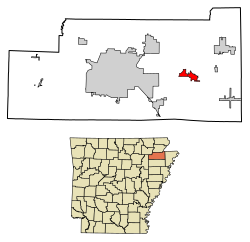 Location of Lake City in Craighead County, Arkansas.